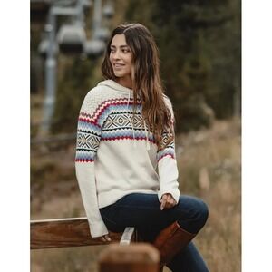 The Normal Brand Womens Multicolor Aztec Knit Apres Ski Hooded Sweater Size S